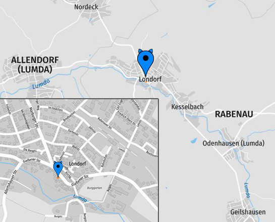 Lageplan der Katzenpension Mia Maunz in Rabenau/Londorf